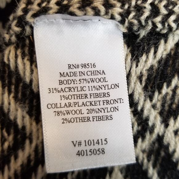 Coldwater Creek Women's Single Button Wool Blend Long Cardigan Black Tan Medium - Picture 5 of 6